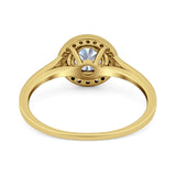Art Deco Round Natural Stone Wedding Ring