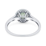 Art Deco Round Natural Stone Wedding Ring