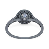 Art Deco Round Natural Stone Wedding Ring