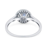 Art Deco Round Natural Stone Wedding Ring