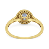 Art Deco Round Natural Stone Wedding Ring