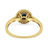 Art Deco Round Natural Stone Wedding Ring