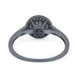 Art Deco Round Natural Stone Wedding Ring