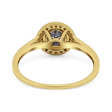 Art Deco Round Natural Stone Wedding Ring