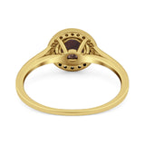 Art Deco Round Natural Stone Wedding Ring
