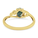 Minimalist Oval Natural Stone Solitaire Ring