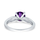 Vintage Style Round Natural Stone Solitaire Ring