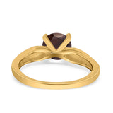 Vintage Style Round Natural Stone Solitaire Ring