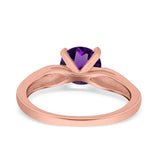 Round Natural Stone Solitaire Ring