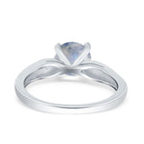 Round Natural Stone Solitaire Ring