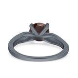 Round Natural Stone Solitaire Ring
