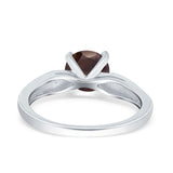Round Natural Stone Solitaire Ring