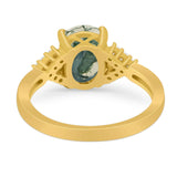 Art Deco Oval Natural Stone Ring