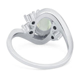 Oval Natural Stone Art Deco Ring