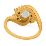 Oval Natural Stone Art Deco Ring