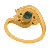 Oval Natural Stone Art Deco Ring