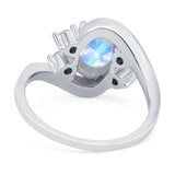 Oval Natural Stone Art Deco Ring