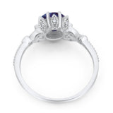 Vintage Style Round Natural Stone Flower Ring