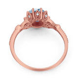 Vintage Style Round Natural Stone Flower Ring