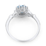 Vintage Style Round Natural Stone Flower Ring