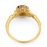 Vintage Style Round Natural Stone Flower Ring