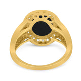Art Deco Oval Natural Stone Ring