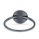Moon Phases Ring 10mm Oxidized Round Lab Created Opal 925 Sterling Silver