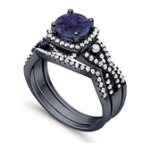 Round Natural Stone Three Piece Ring