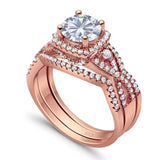 Round Natural Stone Three Piece Ring