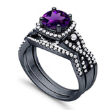 Round Natural Stone Three Piece Ring