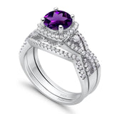 Round Natural Stone Three Piece Ring