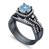 Round Natural Stone Three Piece Ring
