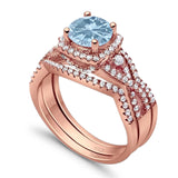 Round Natural Stone Three Piece Ring