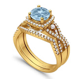 Round Natural Stone Three Piece Ring