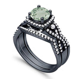 Round Natural Stone Three Piece Ring
