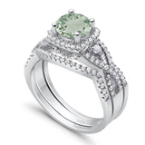 Round Natural Stone Three Piece Ring