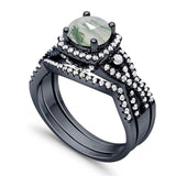 Round Natural Stone Three Piece Ring