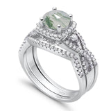 Round Natural Stone Three Piece Ring