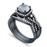 Round Natural Stone Three Piece Ring