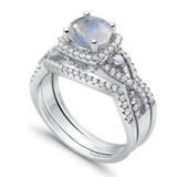 Round Natural Stone Three Piece Ring