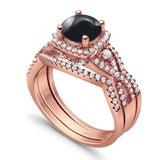 Round Natural Stone Three Piece Ring