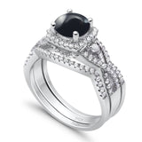 Round Natural Stone Three Piece Ring