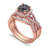 Round Natural Stone Three Piece Ring