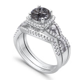 Round Natural Stone Three Piece Ring