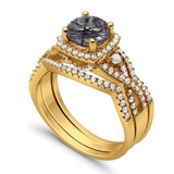 Round Natural Stone Three Piece Ring