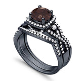 Round Natural Stone Three Piece Ring