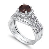 Round Natural Stone Three Piece Ring