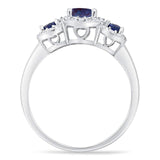 Round Natural Stone Three Stone Ring