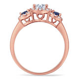 Round Natural Stone Three Stone Ring