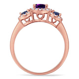 Round Natural Stone Three Stone Ring